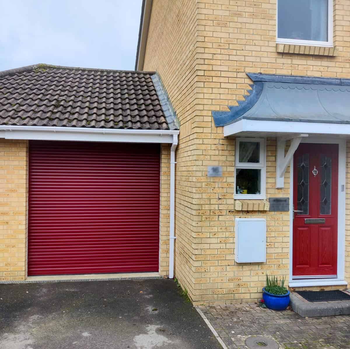 Red Secure Roller Garage Door